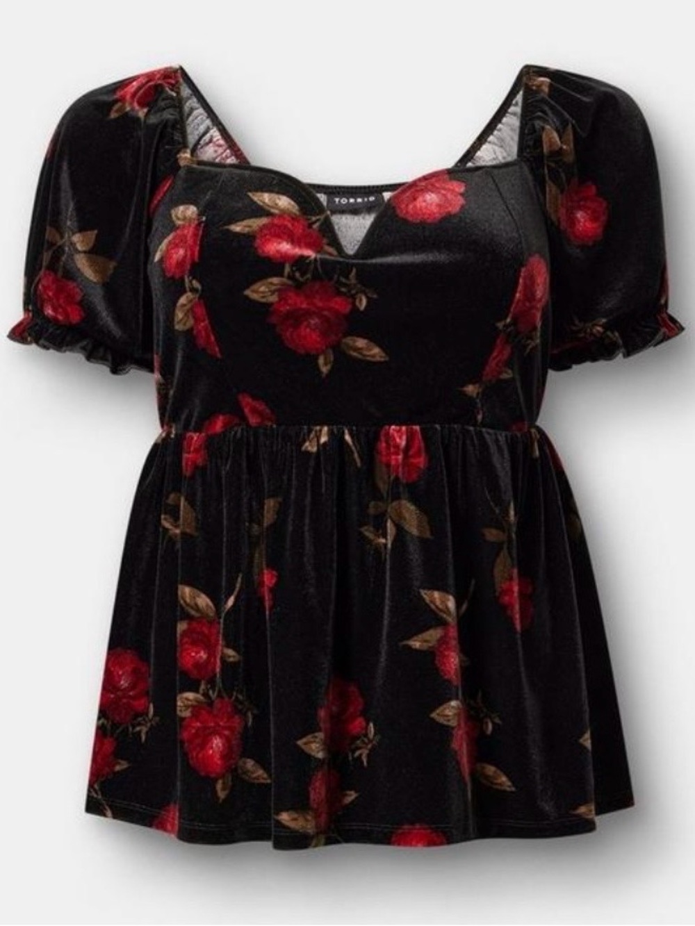 Torrid Velour V-Wire Puff Sleeved Babydoll Top - Size 1X - NWT! - Picture 8 of 9